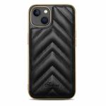 For iPhone 13 Pro Max D-03 PU Leather + TPU + PC + Electroplated Phone Case (Black)
