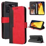 For Xiaomi Poco M4 Pro 4G Stitching-Color PU Leather Phone Case(Red)