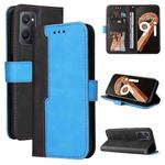 For OPPO Realme 9i/A36 4G/A76 4G Overseas Version Stitching-Color PU Leather Phone Case(Blue)