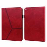Solid Color Embossed Striped Smart Leather Case For iPad 5 / 6 / 7 / 8 2017(Red)