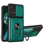 For OPPO Realme 9 Pro Sliding Camshield Card Phone Case(Dark Green)