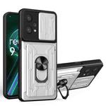 For OPPO Realme 9 Pro Sliding Camshield Card Phone Case(Pearl White)