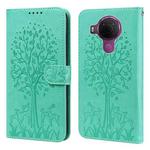 For Nokia 3.4 / 5.4 Tree & Deer Pattern Pressed Flip Leather Phone Case(Green)