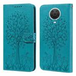 For Nokia G20 / G10 / 6.3 Tree & Deer Pattern Pressed Flip Leather Phone Case(Blue)