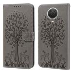 For Nokia G20 / G10 / 6.3 Tree & Deer Pattern Pressed Flip Leather Phone Case(Grey)