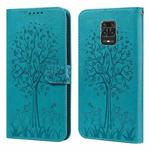For Xiaomi Redmi Note 10 Lite Tree & Deer Pattern Pressed Flip Leather Phone Case(Blue)