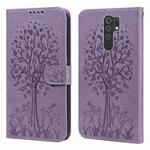 For Xiaomi Redmi 9 / Redmi 10X Tree & Deer Pattern Pressed Flip Leather Phone Case(Purple)