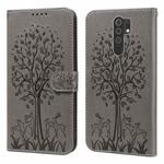 For Xiaomi Redmi 9 / Redmi 10X Tree & Deer Pattern Pressed Flip Leather Phone Case(Grey)