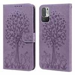 For Xiaomi Redmi Note 10 5G / Poco M3 Pro 5G Tree & Deer Pattern Pressed Flip Leather Phone Case(Purple)