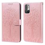 For Xiaomi Redmi Note 10 5G / Poco M3 Pro 5G Tree & Deer Pattern Pressed Flip Leather Phone Case(Pink)