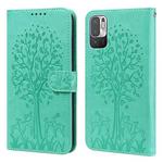 For Xiaomi Redmi Note 10 5G / Poco M3 Pro 5G Tree & Deer Pattern Pressed Flip Leather Phone Case(Green)