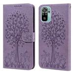 For Xiaomi Redmi Note 10 / Note 10S Tree & Deer Pattern Pressed Flip Leather Phone Case(Purple)