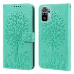 For Xiaomi Redmi Note 10 / Note 10S Tree & Deer Pattern Pressed Flip Leather Phone Case(Green)