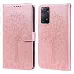 For Xiaomi Redmi Note 11 Pro 4G / 5G Tree & Deer Pattern Pressed Flip Leather Phone Case(Pink)