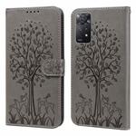 For Xiaomi Redmi Note 11 Pro 4G / 5G Tree & Deer Pattern Pressed Flip Leather Phone Case(Grey)