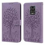 For Xiaomi Redmi Note 9 Pro / Note 9 Pro Max Tree & Deer Pattern Pressed Flip Leather Phone Case(Purple)