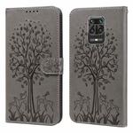 For Xiaomi Redmi Note 9 Pro / Note 9 Pro Max Tree & Deer Pattern Pressed Flip Leather Phone Case(Grey)