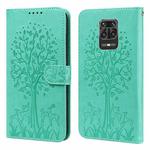 For Xiaomi Redmi Note 9 Pro / Note 9 Pro Max Tree & Deer Pattern Pressed Flip Leather Phone Case(Green)
