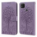 For Xiaomi Poco C3 / Redmi 9C Tree & Deer Pattern Pressed Flip Leather Phone Case(Purple)