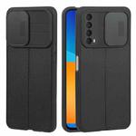 For Huawei Y7a / P Smart 2021 Litchi Texture Sliding Camshield TPU Phone Case(Black)