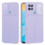 For OPPO A15 / A15s Litchi Texture Sliding Camshield TPU Phone Case(Light Purple)