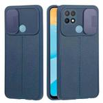 For OPPO A15 / A15s Litchi Texture Sliding Camshield TPU Phone Case(Blue)