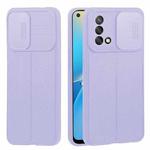 For OPPO A74 4G / F19 Litchi Texture Sliding Camshield TPU Phone Case(Light Purple)