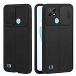 For OPPO Realme C21 Litchi Texture Sliding Camshield TPU Phone Case(Black)