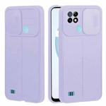 For OPPO Realme C21 Litchi Texture Sliding Camshield TPU Phone Case(Light Purple)