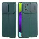 For Samsung Galaxy A52 5G / 4G Litchi Texture Sliding Camshield TPU Phone Case(Dark Green)