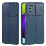 For Samsung Galaxy A52 5G / 4G Litchi Texture Sliding Camshield TPU Phone Case(Blue)