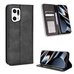 For OPPO Find X5 Pro Magnetic Buckle Retro Texture Leather Phone Case(Black)