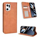 For OPPO Find X5 Pro Magnetic Buckle Retro Texture Leather Phone Case(Brown)