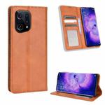 For OPPO Find X5 Magnetic Buckle Retro Texture Leather Phone Case(Brown)