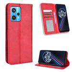 For OPPO Realme 9 Pro+ Magnetic Buckle Retro Texture Leather Phone Case(Red)