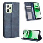 For OPPO Realme C35 Magnetic Buckle Retro Texture Leather Phone Case(Blue)