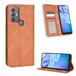 For TCL 30 SE / 30 E / 306 / Sharp Aquos V6 Magnetic Buckle Retro Texture Leather Phone Case(Brown)