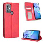 For TCL 30 SE / 30 E / 306 / Sharp Aquos V6 Magnetic Buckle Retro Texture Leather Phone Case(Red)