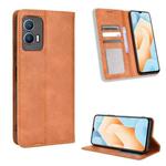 For vivo iQOO U5 5G Magnetic Buckle Retro Texture Leather Phone Case(Brown)
