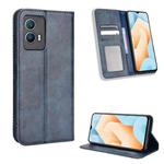 For vivo iQOO U5 5G Magnetic Buckle Retro Texture Leather Phone Case(Blue)
