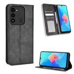 For TECNO Spark Go 2022 / Spark 8C Magnetic Buckle Retro Texture Leather Phone Case(Black)