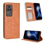 For Xiaomi Redmi K40S Magnetic Buckle Retro Texture Leather Phone Case(Brown)