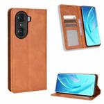 For Honor 60 Magnetic Buckle Retro Texture Leather Phone Case(Brown)
