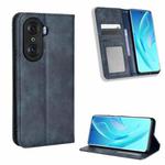 For Honor 60 Magnetic Buckle Retro Texture Leather Phone Case(Blue)