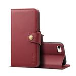 For iPhone 7 Plus / 8 Plus Denior V2 Luxury Car Cowhide Horizontal Flip Leather Case with Wallet(Dark Red)