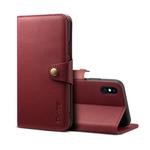 For iPhone XR Denior V2 Luxury Car Cowhide Horizontal Flip Leather Case with Wallet(Dark Red)