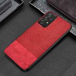 For Samsung Galaxy A73 5G Shockproof Splicing PU + Cloth Protective Case(Stitching Red)