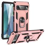For Google Pixel 7 Shockproof TPU + PC Phone Case with Holder(Rose Gold)
