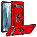 For Google Pixel 7 Shockproof TPU + PC Phone Case with Holder(Red)