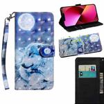 For iPhone 13 3D Painting Pattern Coloured Drawing Leather Phone Case(Wolf)
